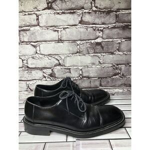 LAUDINO CACCIN Black Leather Cap Toe Oxfords Lace Dress Shoes Men Sz 9M US/42EU
